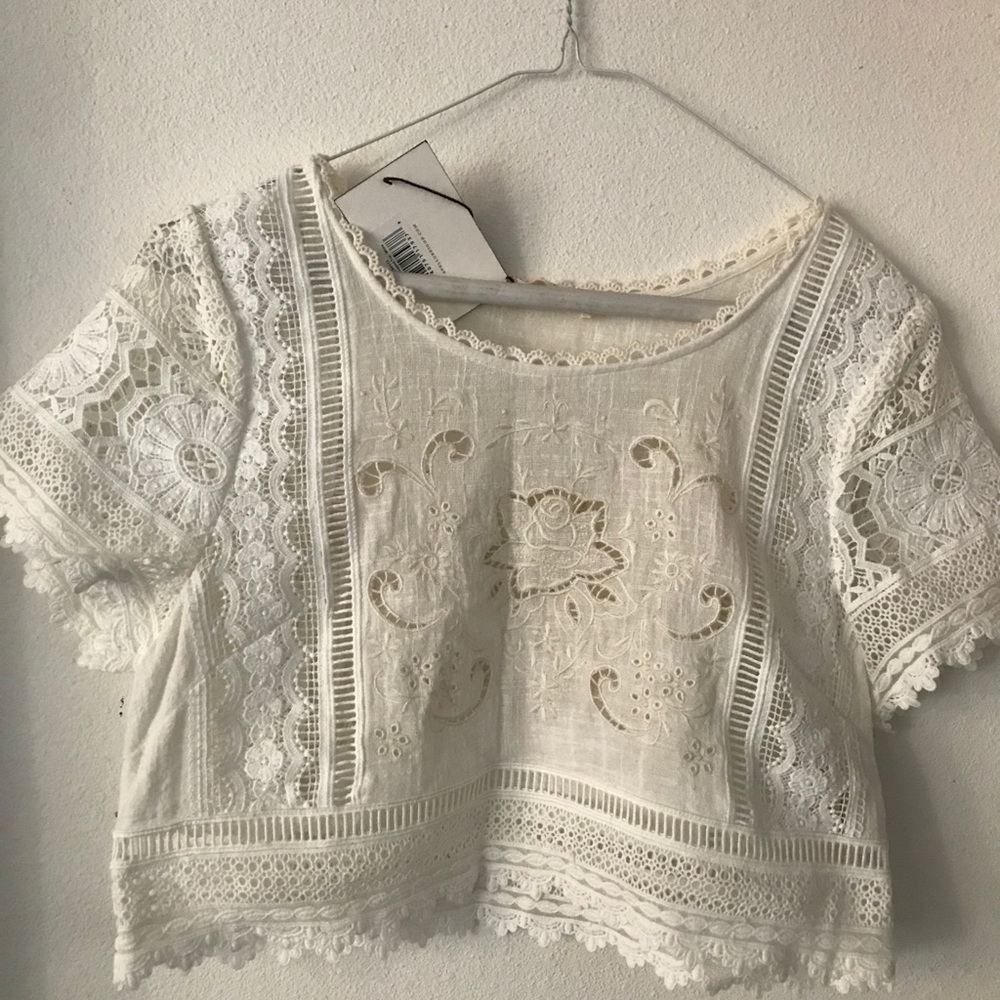 Spell & Gypsy abagail lace crop top M